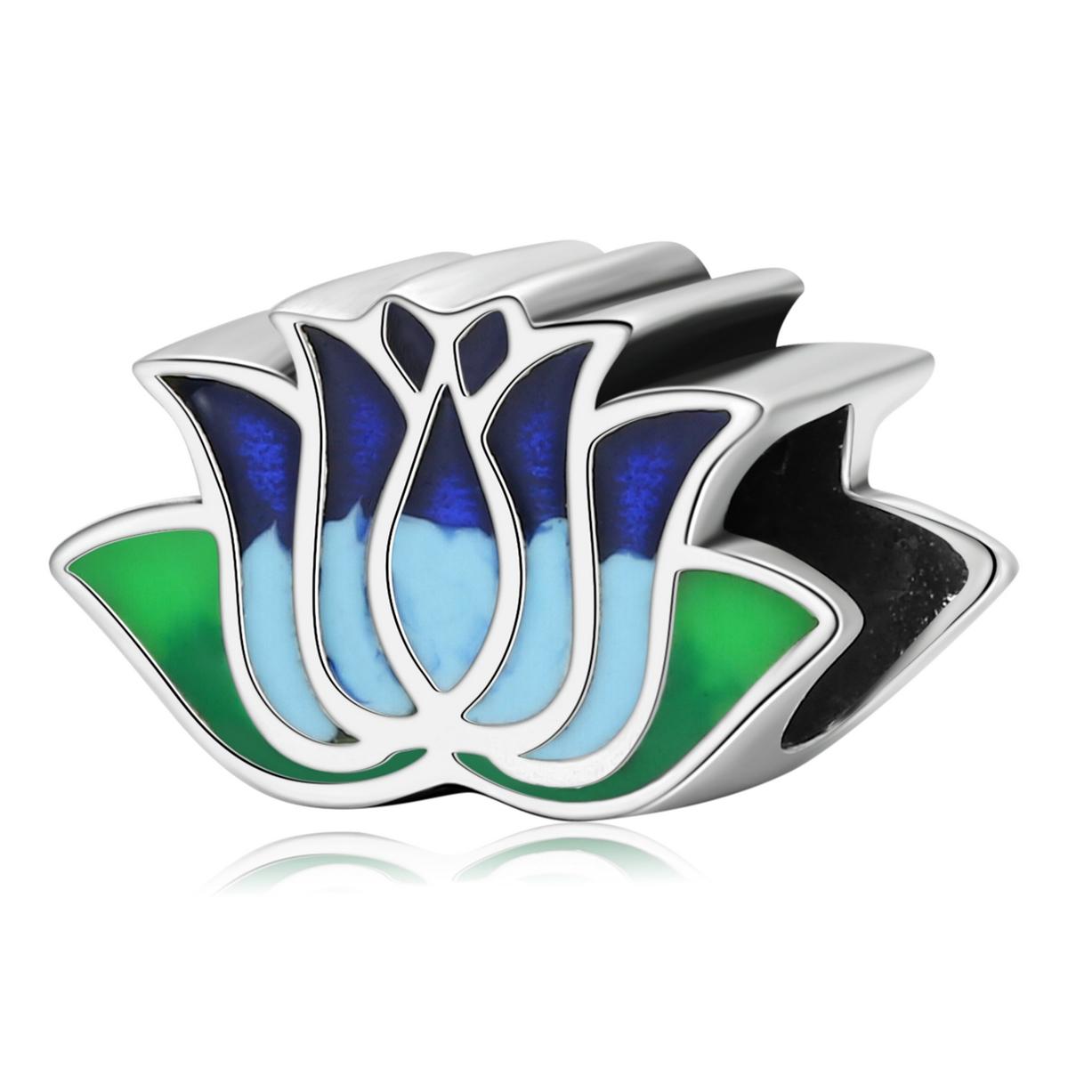 V562-0831200ADE-202504111531-00 925 Sterling Silver Blue Lotus Bead Bracelet & Necklace Set - Image 1