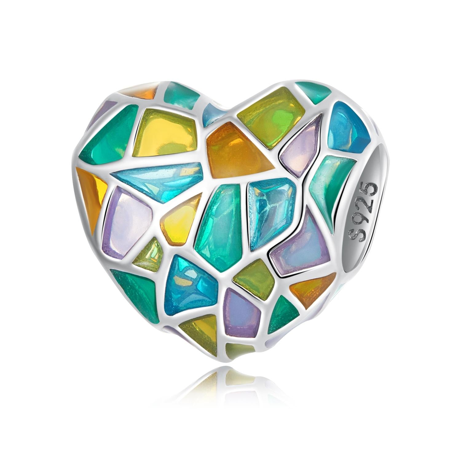 V562-1019200ADE-202504112035-00 925 Sterling Silver Colorful Heart Beads For Diy Bracelets & Necklaces - Image 1