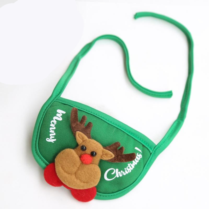 V562-1019772060DBT-202503201645-00 Pet Christmas Hat Saliva Festive Dressing Supplies Bibs Green - Image 1