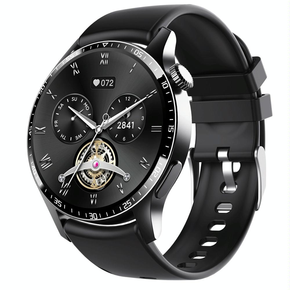 V562-1059305060DBT-202504251915-00 1.35 Inch Smart Watch Bluetooth Calls Health Monitoring 150+ Sports Black - Black Silicone - Image 1