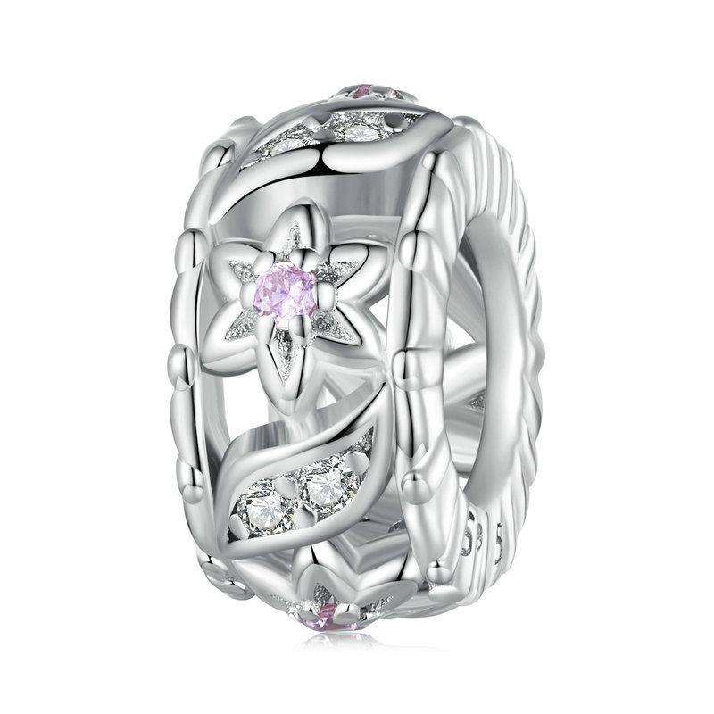 V562-1067713060DBT-202504112037-00 925 Sterling Silver Flower Hollow Pattern Bracelet With Zircon Beads - Image 1