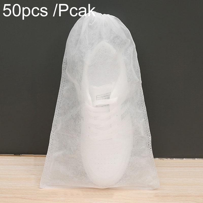 V562-1098154060DBT-202504161820-00 50 Pcs Thickened Non Woven Shoe Storage Bag Portable & Sunscreen - 50Pcs /Pack 24X38Cm Small - Image 1