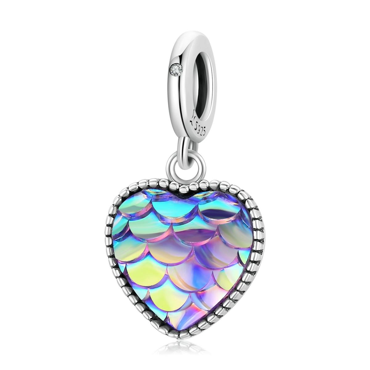V562-1651200ADE-202504112031-00 925 Sterling Silver Fish Scale Heart Pendant For Diy Bracelets & Necklaces - Image 1
