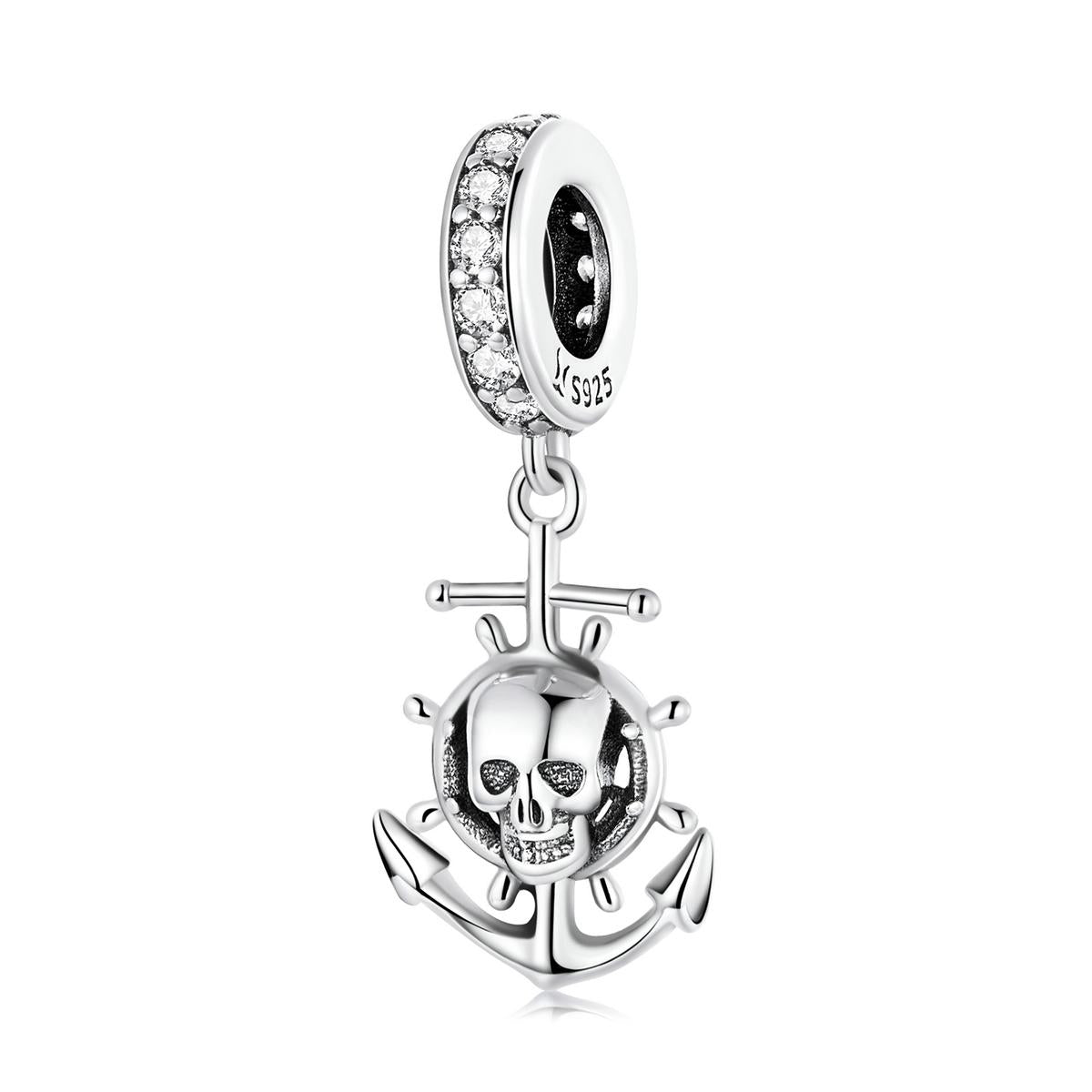 V562-1841200ADE-202504111516-00 925 Sterling Silver Pirate Skull Pendant For Bracelet Or Necklace - Image 1