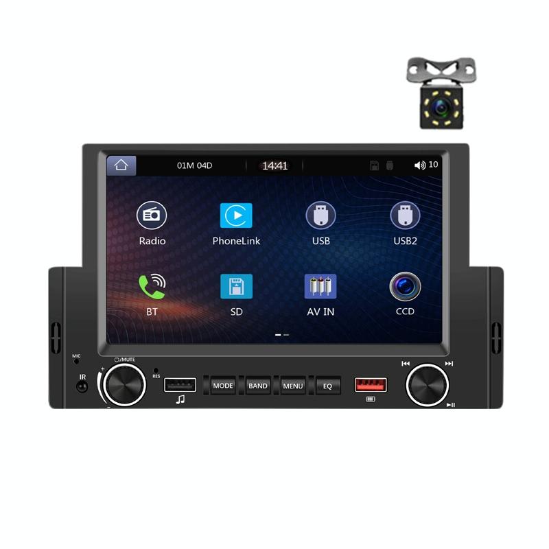 V562-2000794060DBT-202504021906-00 6.2 Inch Single Butt Carplay Car Monitor - Universal Wired Mp5 Player - Standard + 4 Light Camera - Image 1