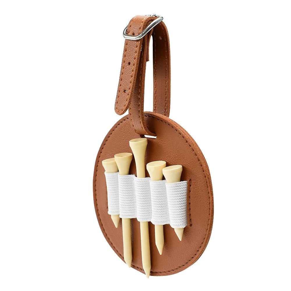 V562-2011364060DBT-202503041741-00 Double-sided Leather Golf Spike Insert Bag - Outdoor Waist Hanging Storage - Double-Sided Brown - Image 1