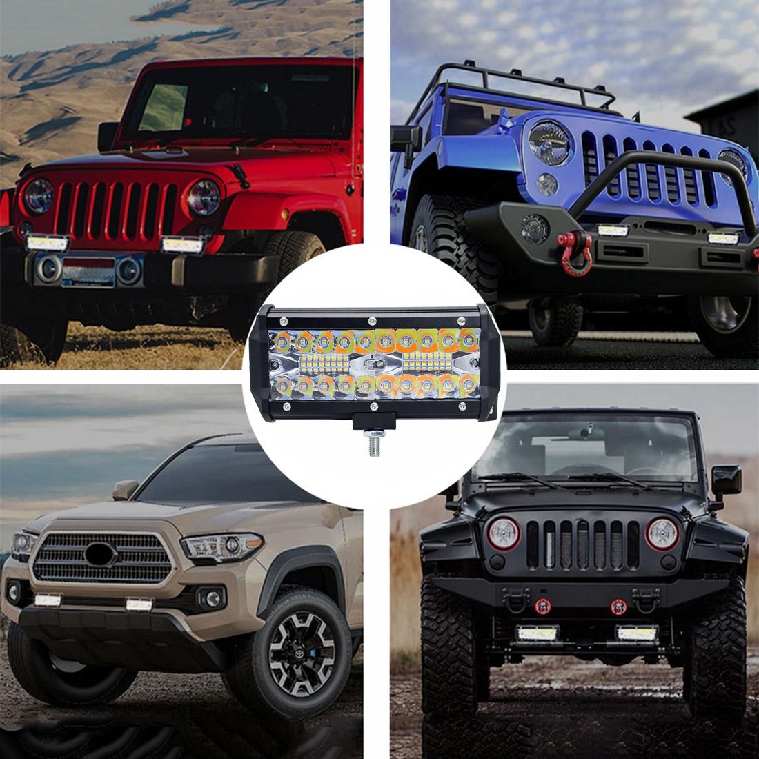 V562-208677300ADE-202503052010-00 7 Inch 15W 3 Row Car Led Strip Light Working Refit Off - Road Vehicle Lamp Roof Strip Light With Yellow White Flash - Image 1