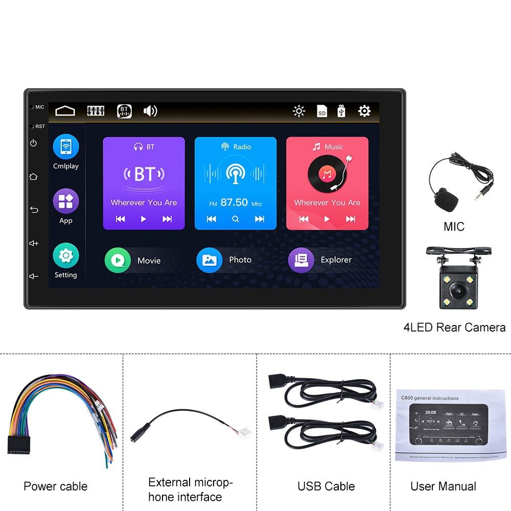 V562-2088823060DBT-202505231430-00 7 Inch Touch Dual Ingot Mp5 Bluetooth Player - Standard + 4 Lights Camera - Image 1