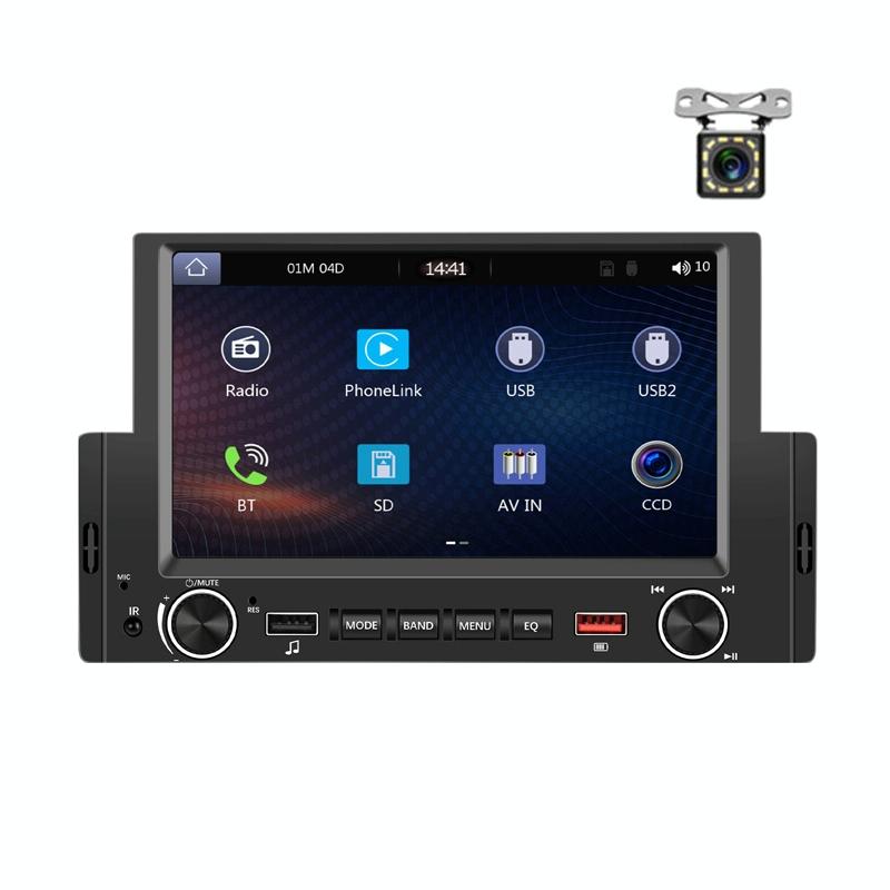 V562-3000794060DBT-202504021907-00 6.2 Inch Single Butt Carplay Car Monitor - Universal Wired Mp5 Player - Standard + 12 Light Camera - Image 1