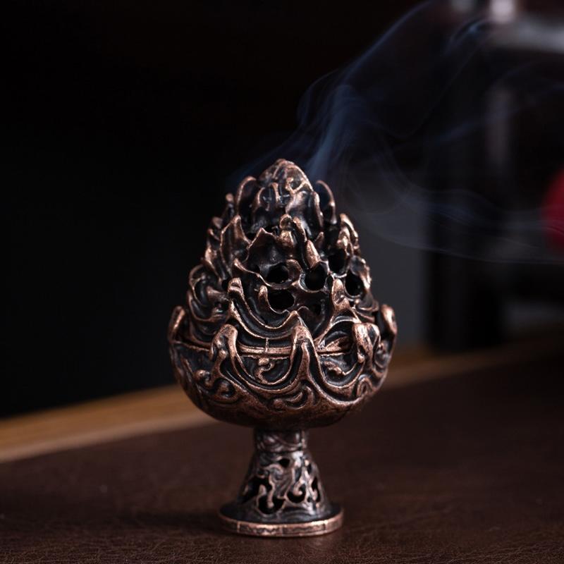 V562-3016492060DBT-202503041701-00 Small Vintage Copper Incense Burner - Indoor Ornament - Image 1
