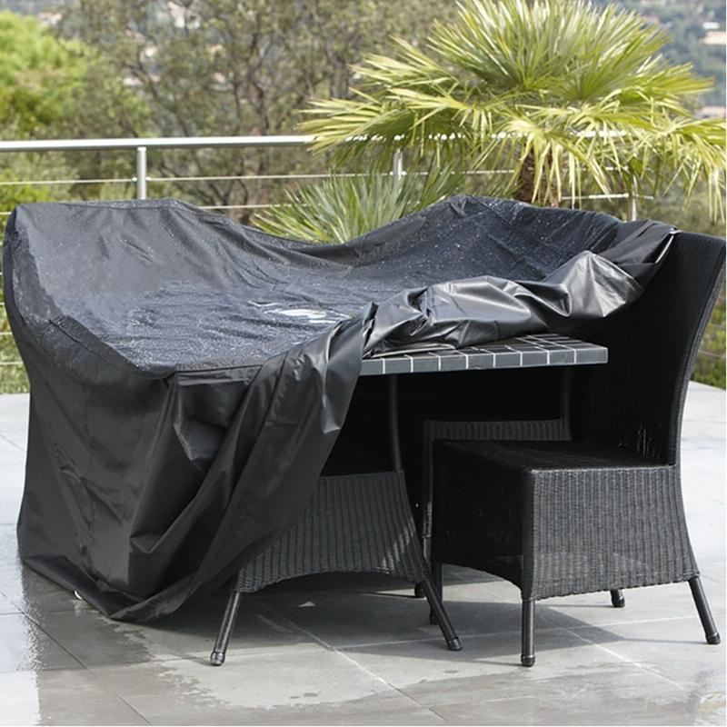 V562-3276CH-202503031921-00 Outdoor Furniture Set Cover - Waterproof Anti-uv Dust-proof - 210d Oxford Cloth - 242x162x100cm - Black - Image 1