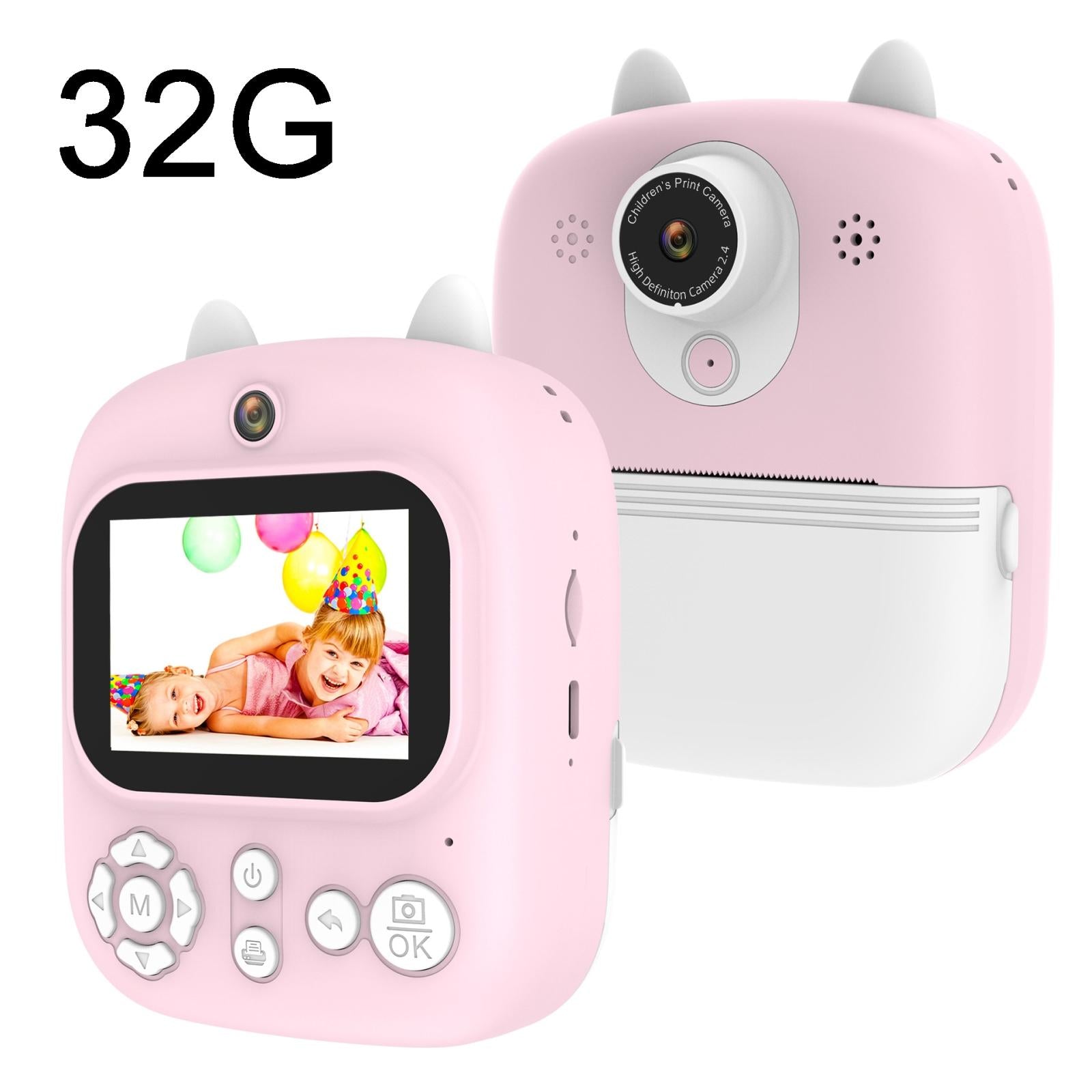 V562-4018383060DBT-222102-00 32g Instant Camera with 2.4 Display & Card Reader for Kids - 1200w Blue - 32G + Card Reader Pink - Image 1