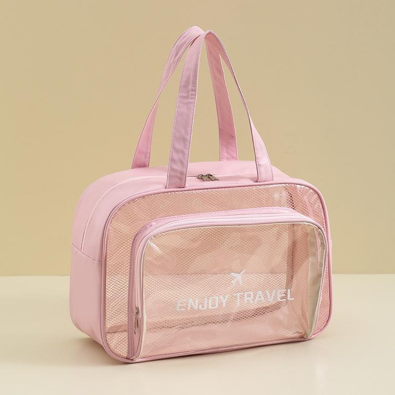 V562-4041294060DBT-202504251511-00 Beige Waterproof Beach Bag For Toiletries Cosmetics L For Swimming Travel - Pink No Shoe Warehouse - Image 1