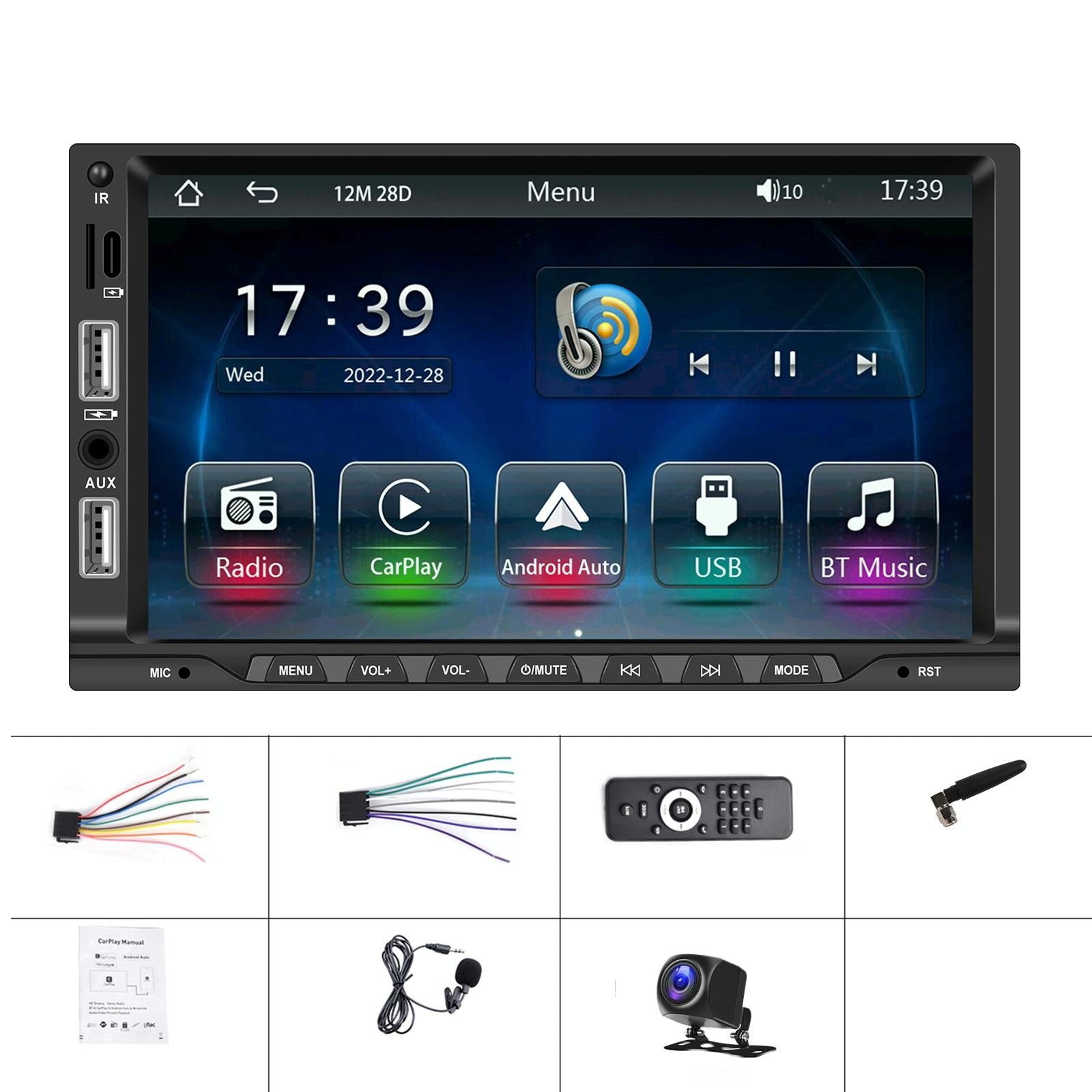 V562-4098445060DBT-202505221340-00 7 Inch Car Mp5 Player Carplay / Android Auto / Mirror Link / Bluetooth - Standard - With Ahd Camera - Image 1