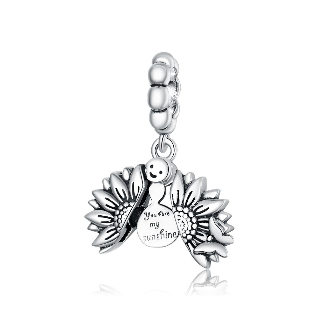 V562-456800ADE-202504111731-00 925 Sterling Silver Smiling Sunflower Pendant For Diy Bracelets & Necklaces - Image 1