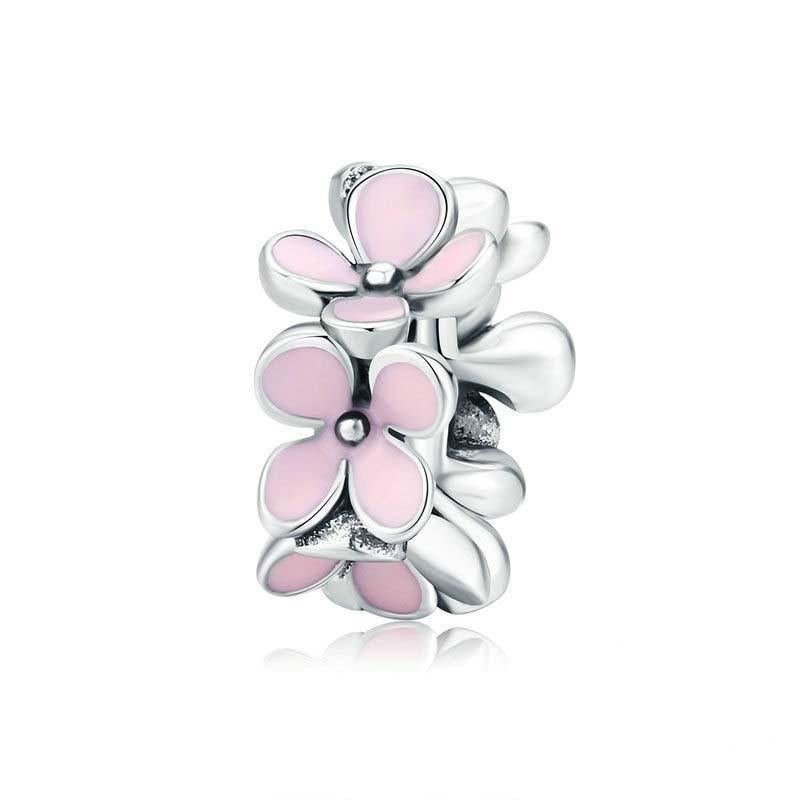 V562-46676240DBT-202505231420-00 925 Sterling Silver Enamel Flower Charm Bracelet - Image 1