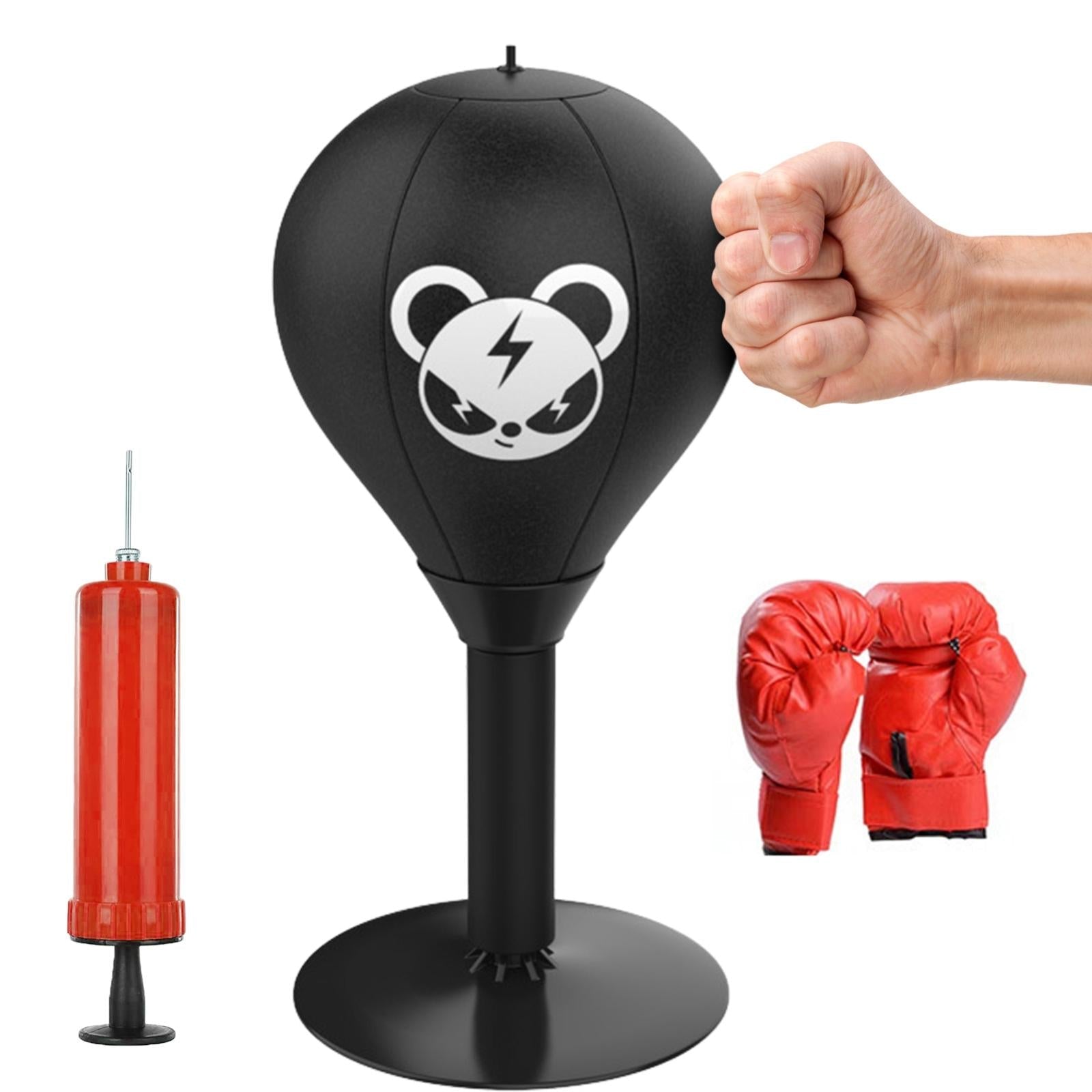 V562-5059683060DBT-202503072053-00 Desktop Speed Ball For Boxing Training - Bear Design With Gloves & Pump - Bear+Children Gloves+Pump - Image 1