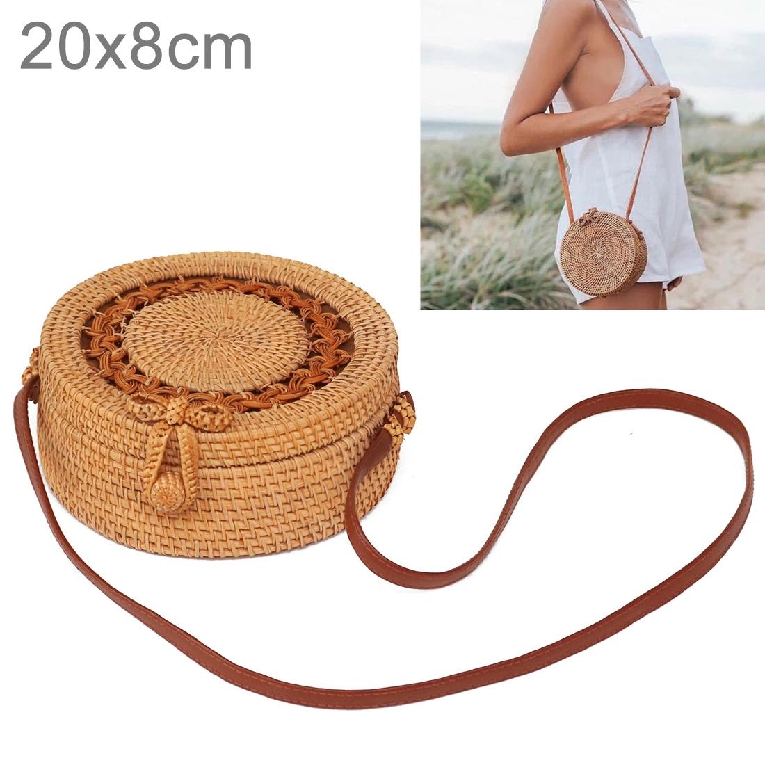 V562-50722CH-202503041246-00 Handmade Sunflower Rattan Bag Vintage Art Beach Diagonal Bag 20X20X8Cm - Image 1