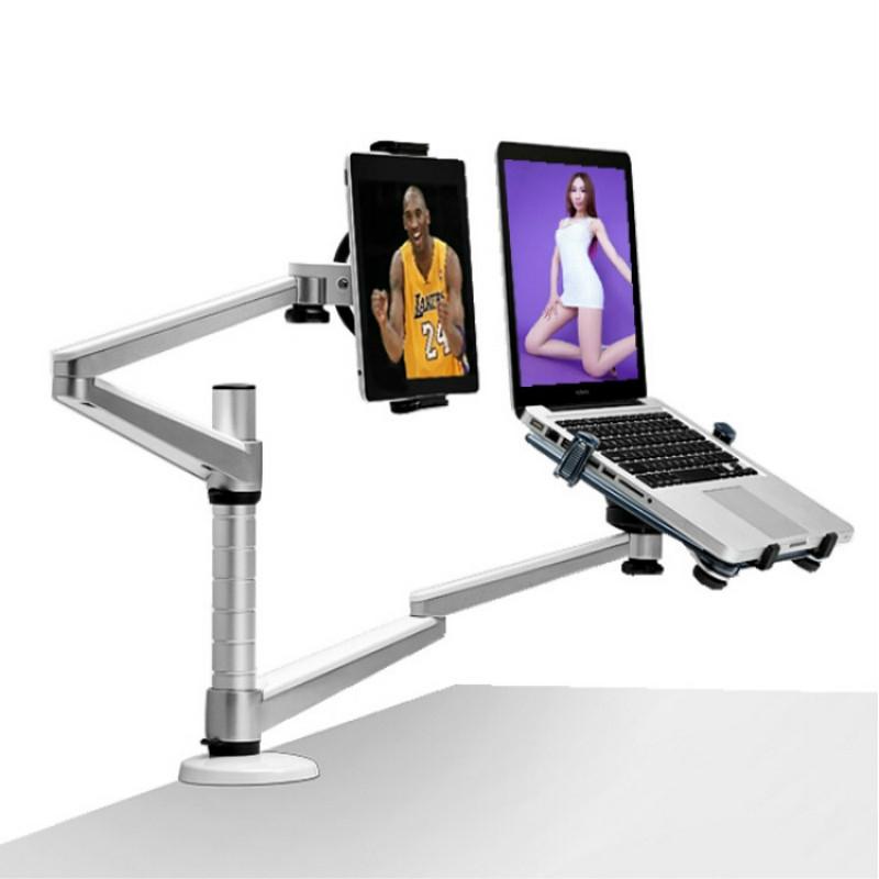 V562-53129630DBT-202503041205-00 Adjustable Aluminum Double Arm Tablet Stand - Universal Rotation - Image 1