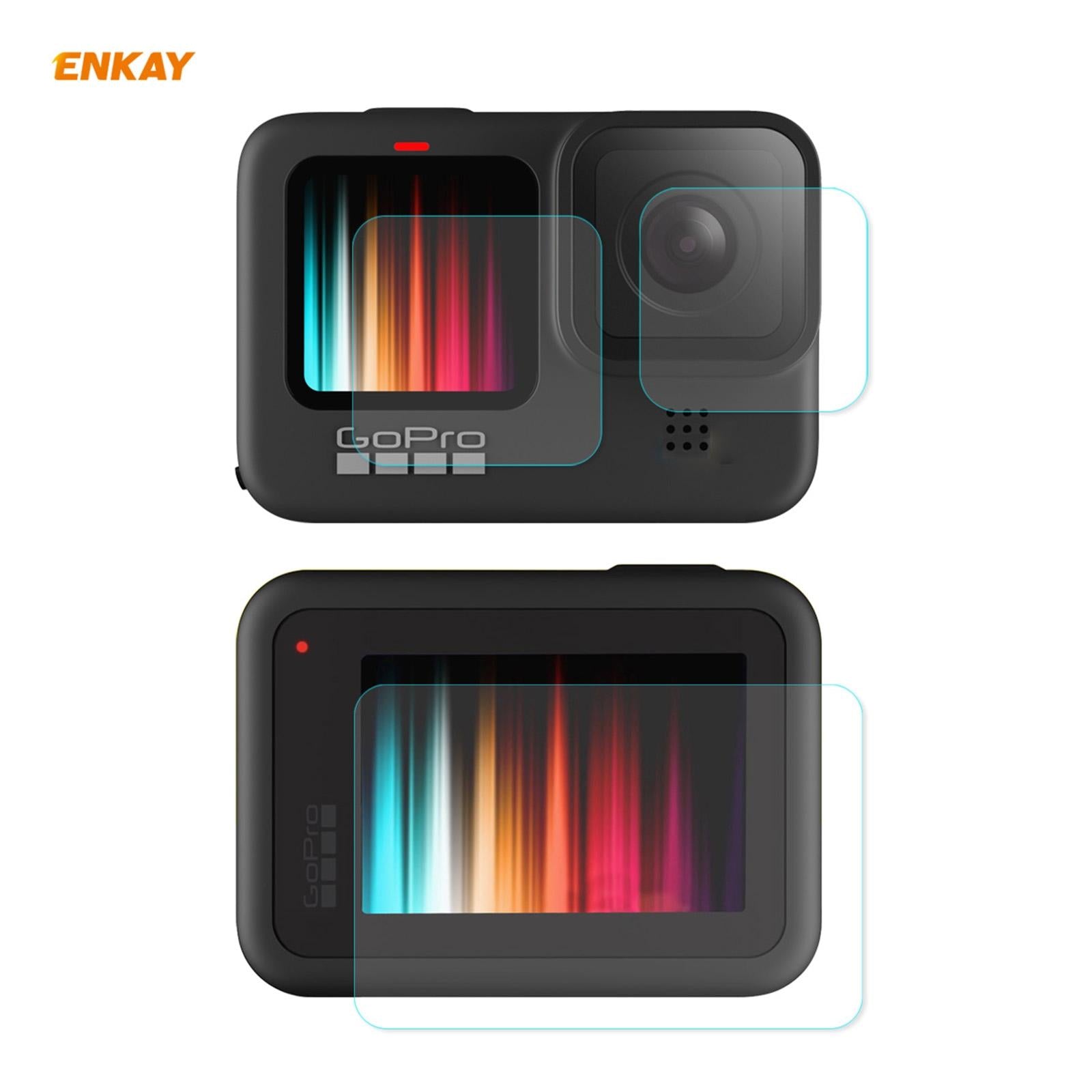 V562-5472100AYS-202502212150-00 Enkay Hat Prince 3-in-1 Tempered Glass Film for Gopro Hero9 Camera Lens and Screen - 0.2mm 9h 2.15d - Image 1