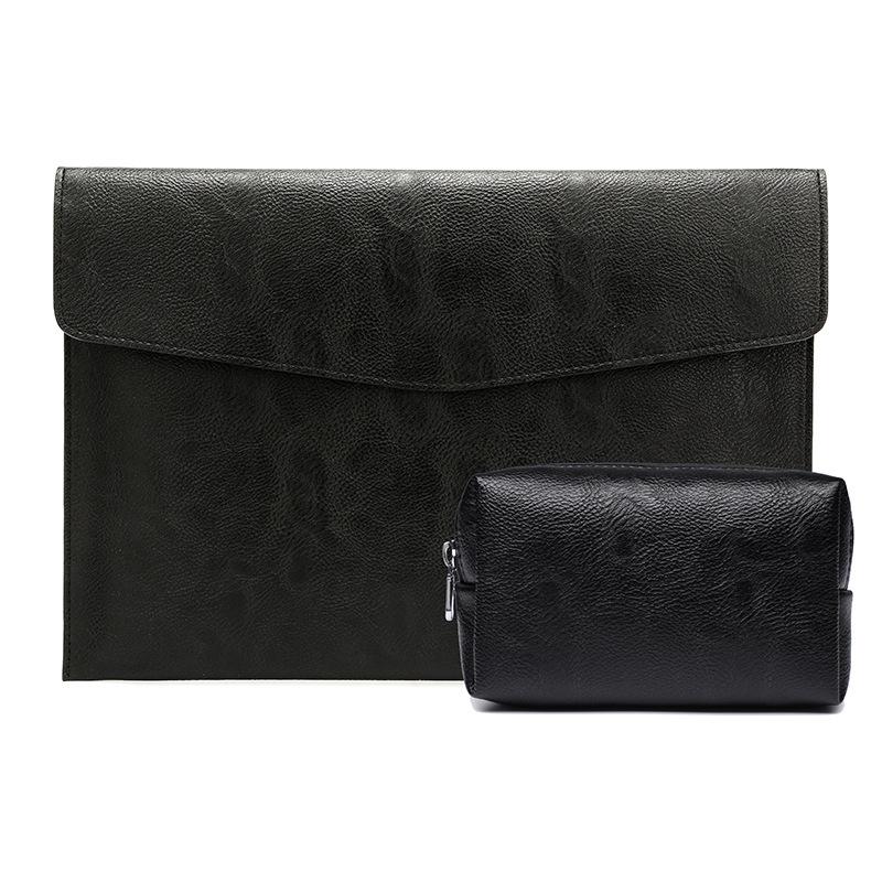 V562-6022204240DBT-202504021940-00 14 Litchi Pattern Laptop Sleeve & Power Bag - Black Leather - Image 1