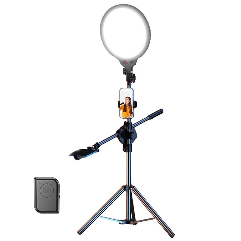 V562-6047215060DBT-222035-00 Full-screen Selfie Ring Light Tripod Set for Live Stream - 210cm Height - 210Cm Overhead Shot - Image 1