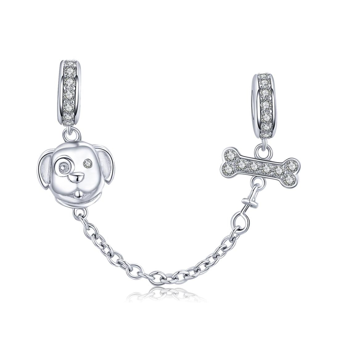 V562-605600ADE-202504111605-00 925 Sterling Silver Dog Beaded Safety Chain Bracelet - Image 1