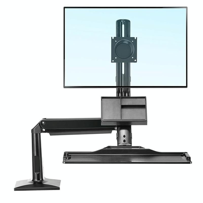 V562-6268100AYS-202502272021-00 Ergonomic 19-27 Inch Monitor Holder with Foldable Keyboard Tray Full Motion Sit-stand Workstation - Image 1