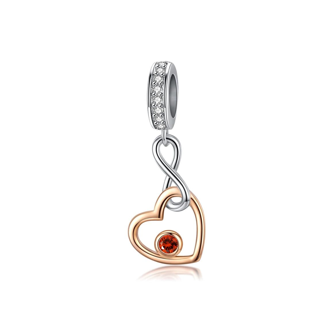V562-882600ADE-202504111647-00 925 Sterling Silver Rose Gold Heart Pendant For Diy Bracelet Or Necklace - Image 1
