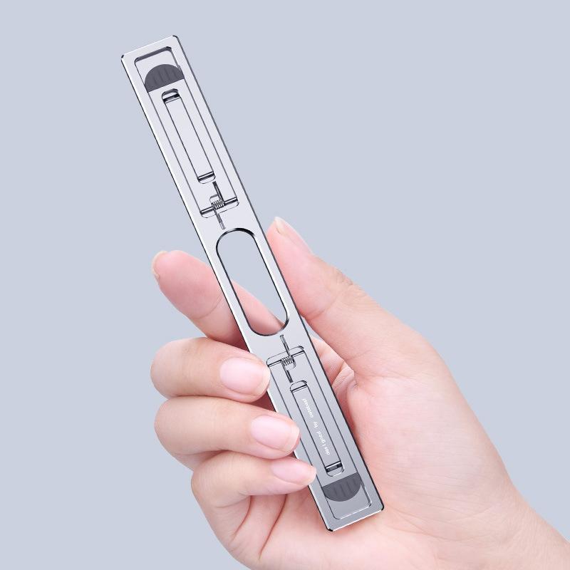 V562-A100776950DBT-202502271920-00 Foldable Aluminum Laptop Stand - Adjustable Height Base - Silver - Image 1