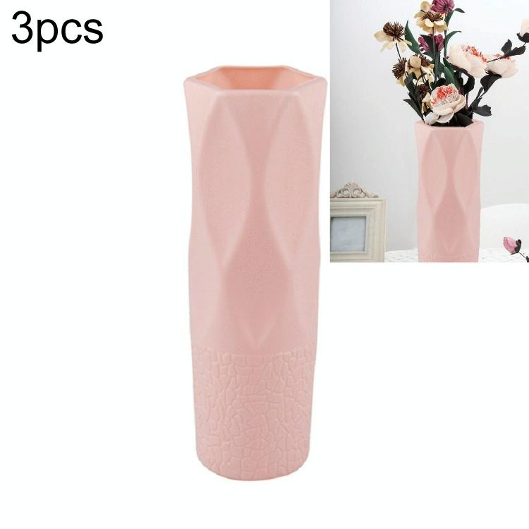 V562-A101205940DBT-202503041630-00 3-piece Plastic Vase Set for Dry and Wet Flower Arrangements and Floral Decor - Pink - Image 1