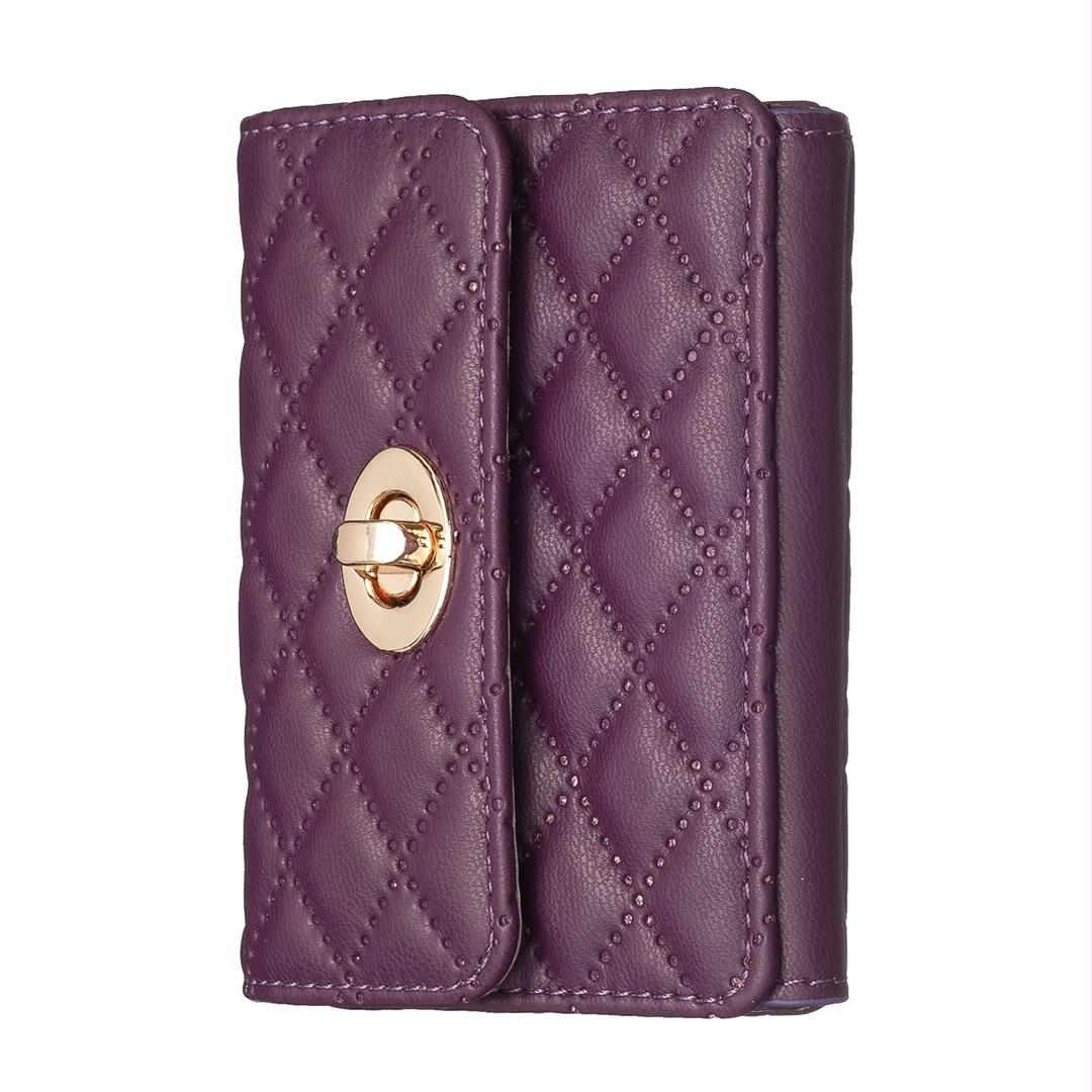 V562-A101439400ADE-202503281905-00 Horizontal Card Bag Mobile Phone Back Sticker With Metal Buckle - Dark Purple - Image 1