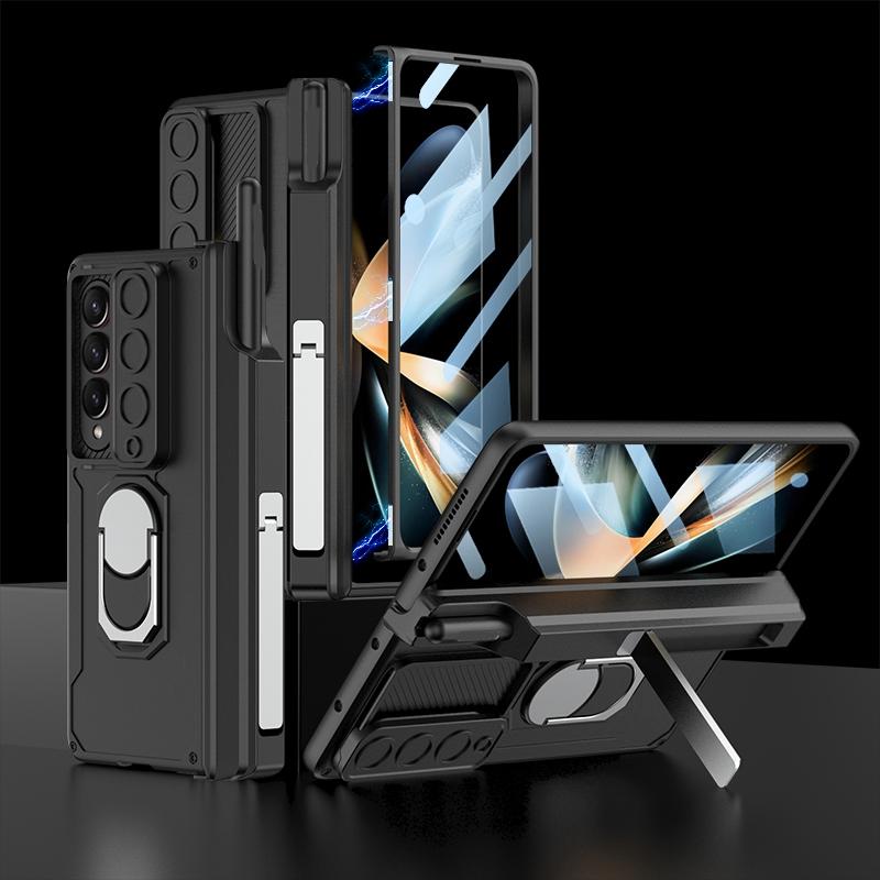 V562-A101611400ADE-202505221940-00 For Samsung Galaxy Z Fold4 5G Magnetic Phone Case With Pen Holder - Foldable - Black - Image 1