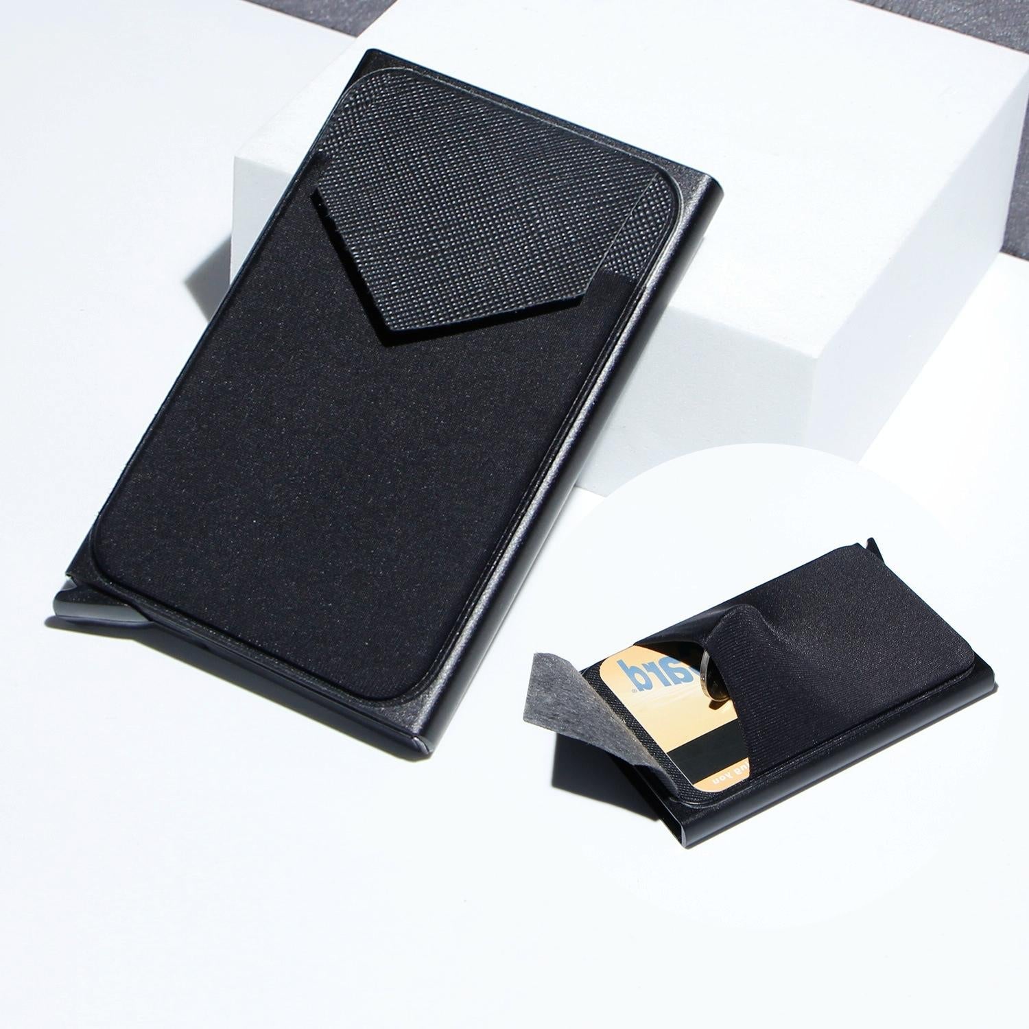 V562-A1028314060DBT-202503280312-00 Compact Metal Card Holder with Rfid Protection - Black - Image 1
