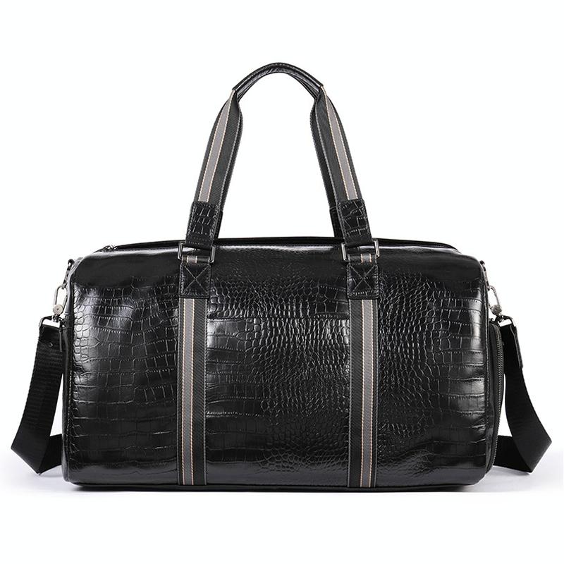 V562-A1031614060DBT-202504251522-00 Multifunctional Leather Duffel Bag for Travel - Crocodile Print - Image 1