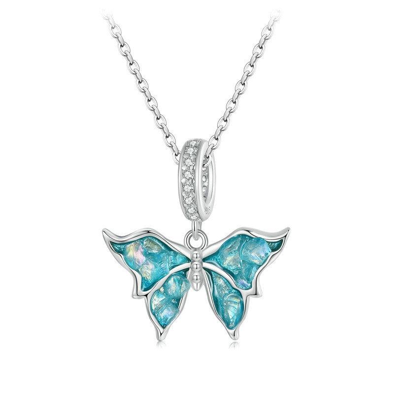 V562-A1033544060DBT-202504111707-00 925 Sterling Silver Platinum Plated Butterfly Pendant Beads - Image 1