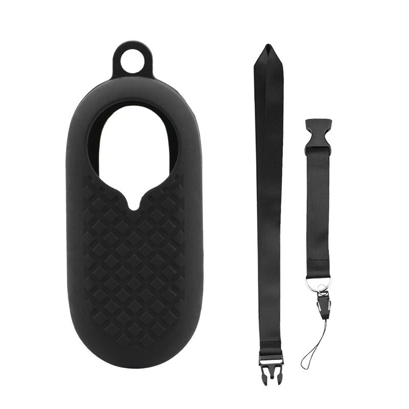 V562-A1033662060DBT-219428-00 Silicone Camera Case Set with Lanyard for Insta360 Go2 - Black - Image 1