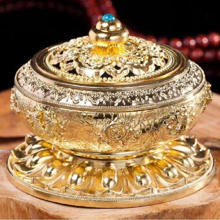 V562-A104002550DBT-202503041610-00 Medium Eight Treasure Incense Burner Decoration - Perfect for Home - Gold - Image 1