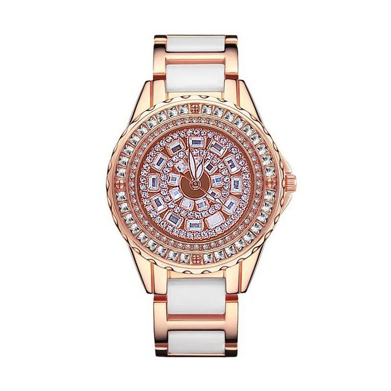 V562-A1048432060DBT-202505271211-00 Rose Gold Ceramic Watch with Diamond Strap for Women - Image 1