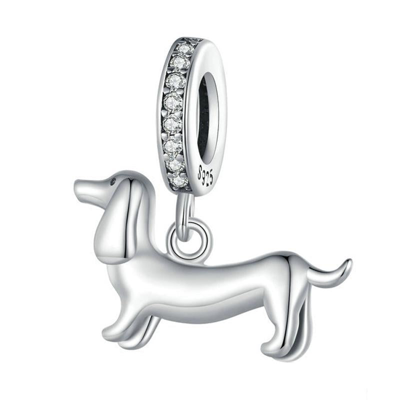 V562-A1050173060DBT-202504112026-00 925 Sterling Silver Dainty Dachshund Pendant For Beaded Bracelets - Image 1