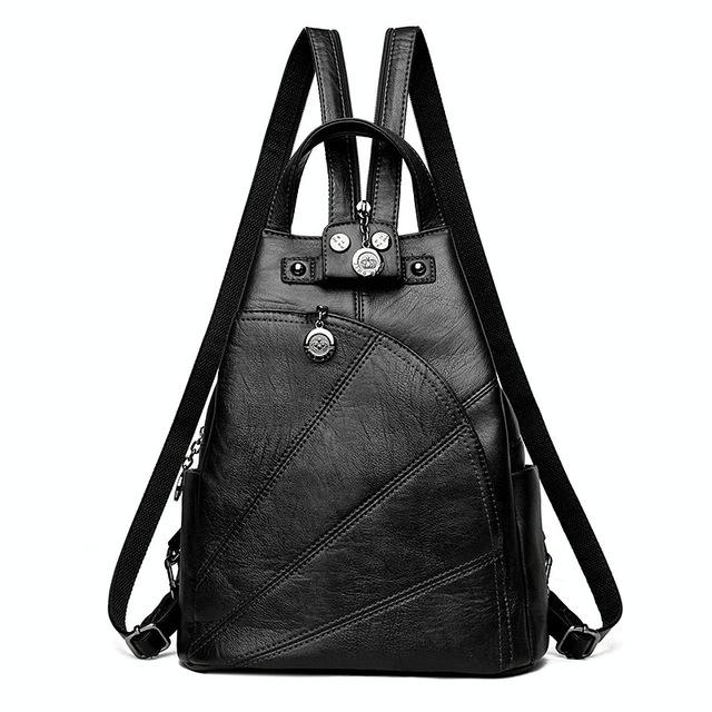 V562-A1057901910DBT-202505271321-00 Women Leather Backpack - Secure & Stylish - Black - Image 1