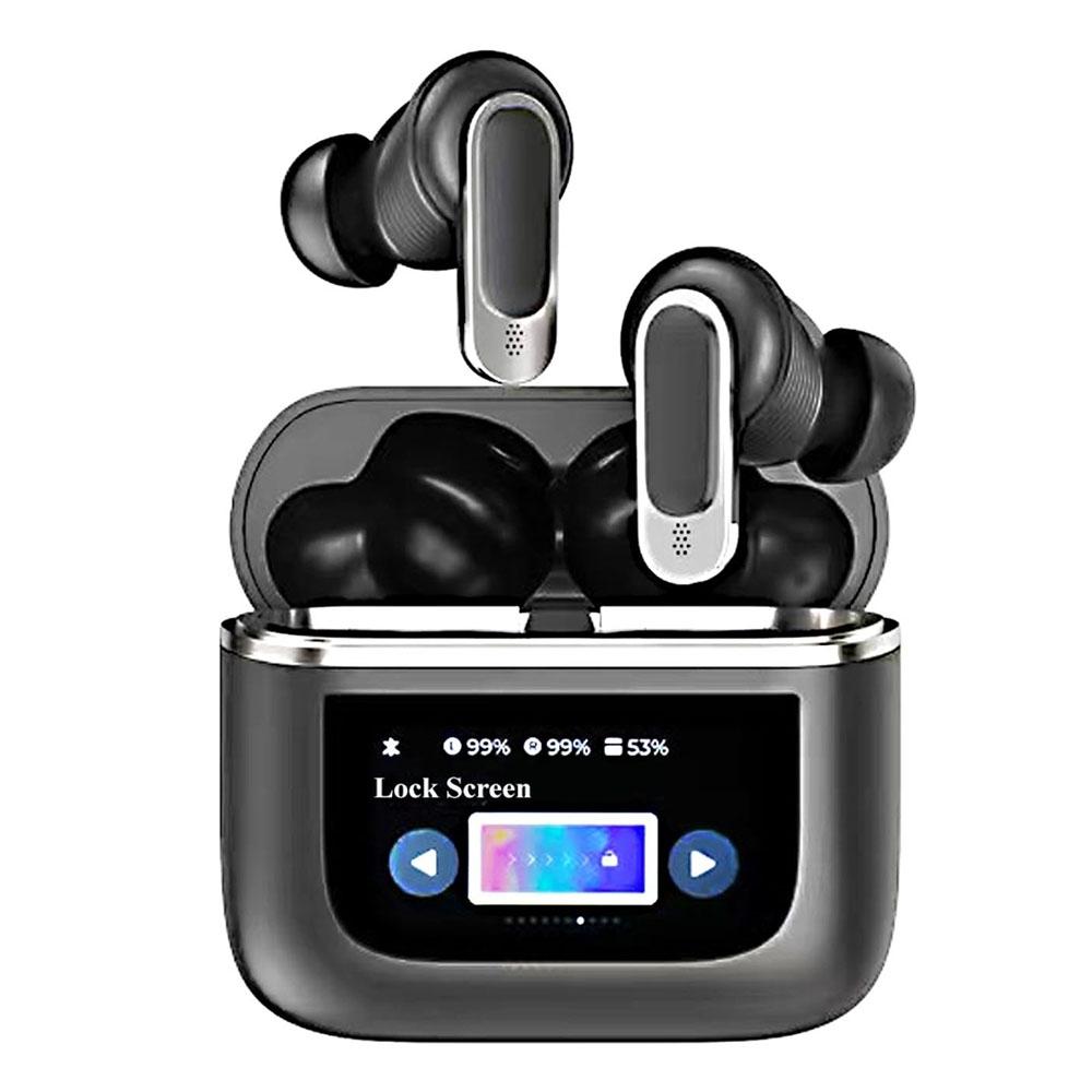 V562-A1061994060DBT-202505261740-00 Wireless Bluetooth Earphones with Touch Screen and Active Noise Reduction - Black - Image 1