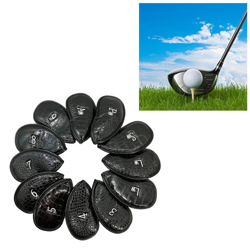 V562-A1064850910DBT-202503041711-00 Versatile 12-piece Golf Club Cap Set in Black Pu Leather with Litchi Texture - Image 1