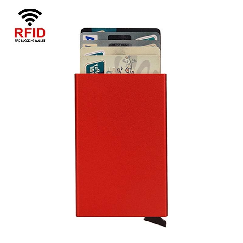 V562-A1066593060DBT-227052-00 Metal Rfid Card Holder Wallet - Compact Design - Red - Image 1
