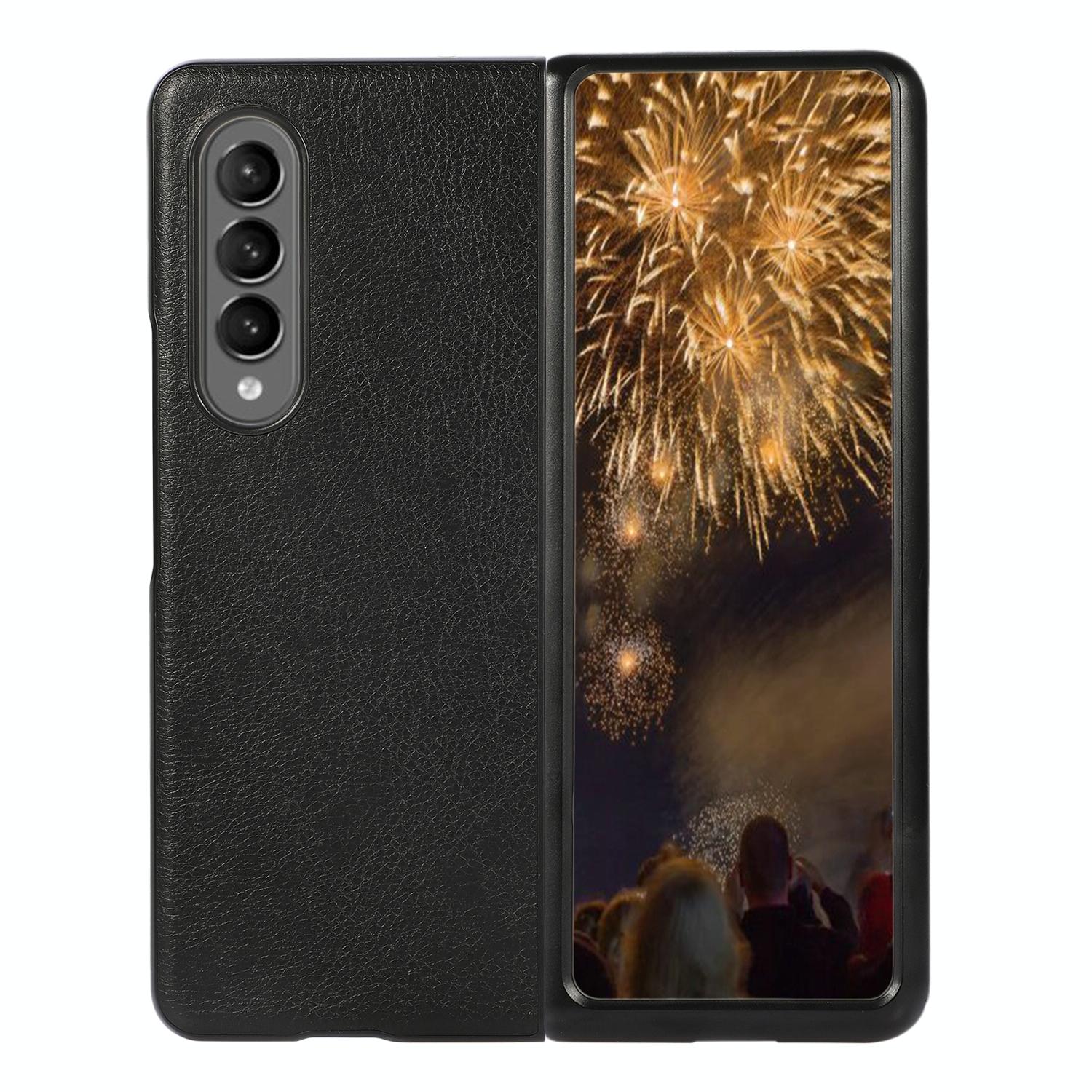 V562-A107270300ADE-202503211258-00 For Samsung Galaxy Z Fold4 5G Two Tone Litchi Pu Case - Slim & Stylish - Black - Image 1