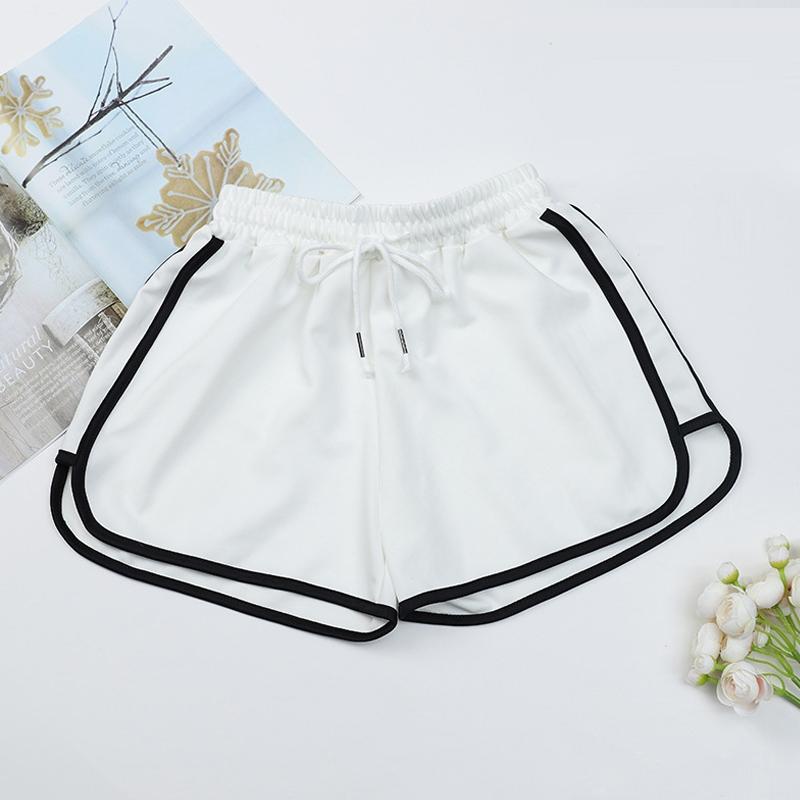 V562-A1074793060DBT-202503262012-00 High Waist Straight Yoga Shorts Women Casual Loose Outerwear - White - S - Image 1