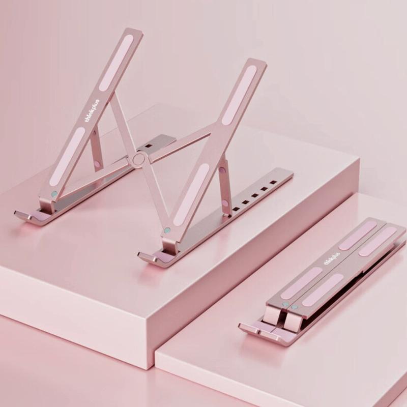 V562-A108407500ADE-202502271925-00 Lenovo Thinkplus Foldable Laptop Stand - Desktop Compatible - Rose Gold - Image 1