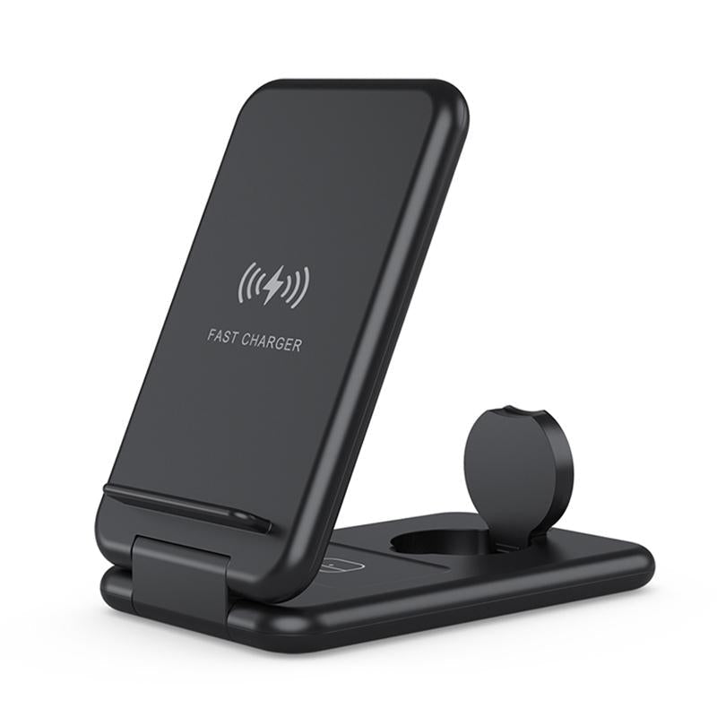 V562-A108625100AYS-202504212040-00 15W 3 In 1 Foldable Wireless Charger For Iphones Iwatchs Airpods - Black - Image 1