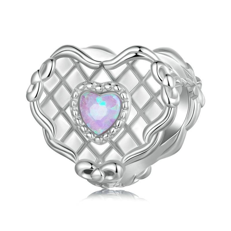 V562-A1087045060DBT-202504112035-00 925 Sterling Silver Platinum Plated Heart Shaped Beads Bracelet - Image 1