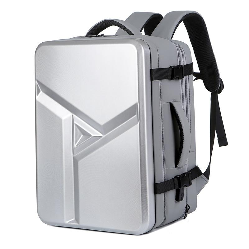 V562-A1093882060DBT-202505271317-00 Waterproof Expandable Hard Shell Backpack with Usb Charging - Large Capacity Black - 161 Light Grey - Image 1